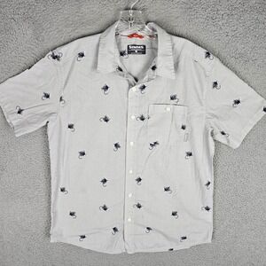 Simms Tailout Shirt Mens‎ M Cowboy Fly Sterling Short Sleeve Collared Button Up
